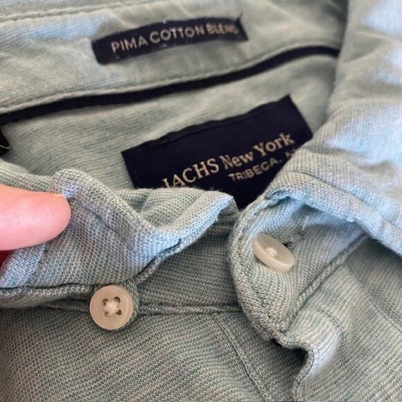 Jachs New York Polo Shirt Short Sleeve Pima Cotton Blend Heather Blue Men's‎ XL - Picture 7 of 8